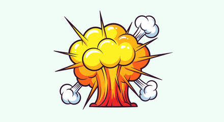 Explosion Comic Style - Bright Yellow and Orange Burst with Smoke © Romadon