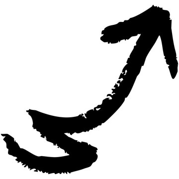Expressive hand-drawn upward arrow graphic, featuring a textured sketch style, ideal for illustrating progress, growth, and positive direction on adobe stock