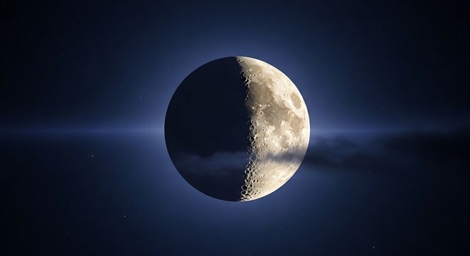 Partial Lunar Eclipse in Dark Space.