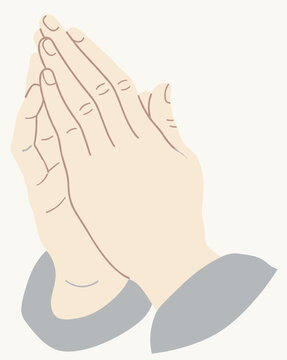 Vector illustration of clasped hands in prayer or greeting position