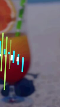 Vertical video: Audio bars appearing after brief pause expanding and hiding cocktail showing sound