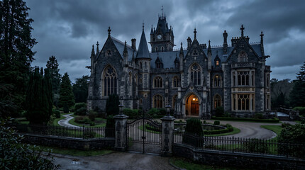 Obraz premium Gothic Revival Mansion Architecture Heritage Estate 3D
