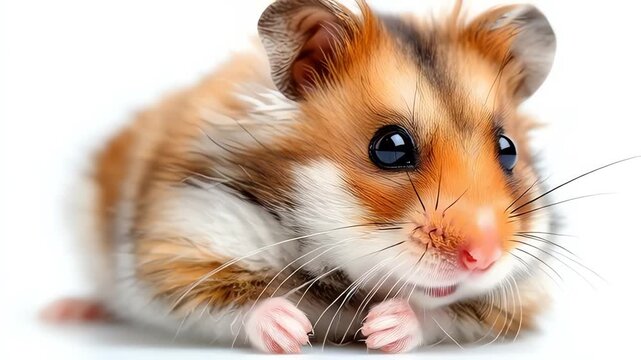 Adorable Syrian Hamster Close-up on White Background