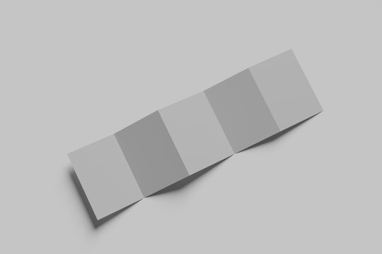 blank accordion 5 fold brochure mockup 