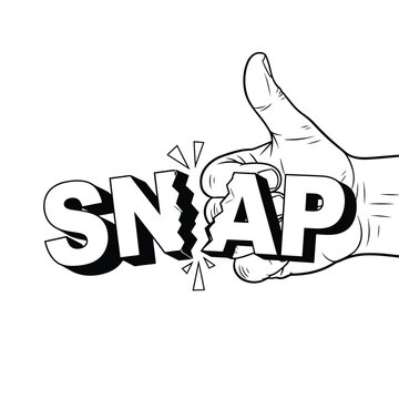 Comic book style illustration of a hand snapping the word SNAP in half.