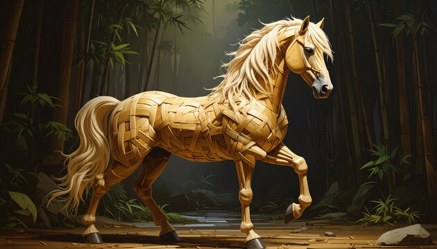 Wooden horse forest