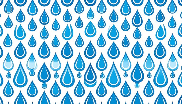 A pattern displays stylized teardrops in varying shades of blue, arranged against a white backdrop. The clean design offers a repetitive, rhythmic feel