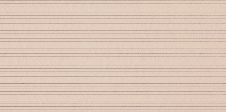 A high-resolution close-up of sheet music paper featuring multiple sets of horizontal five-line staves on a warm, off-white textured background.