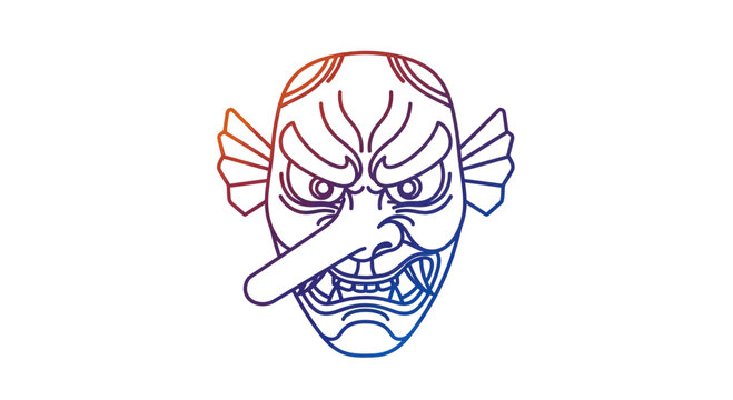 Tengu Mask Illustration: Japanese Folklore, Noh Theater, Supernatural Being