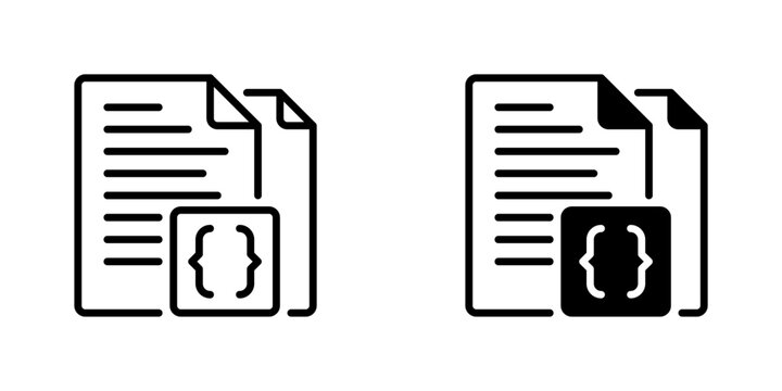 JSON File Vector Line Icon for Web Development