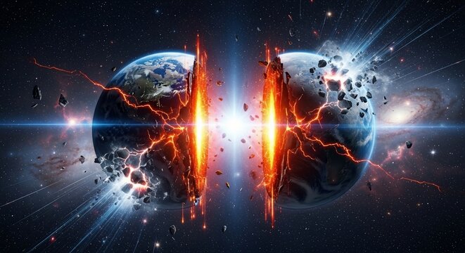 Planetary destruction cosmic explosion