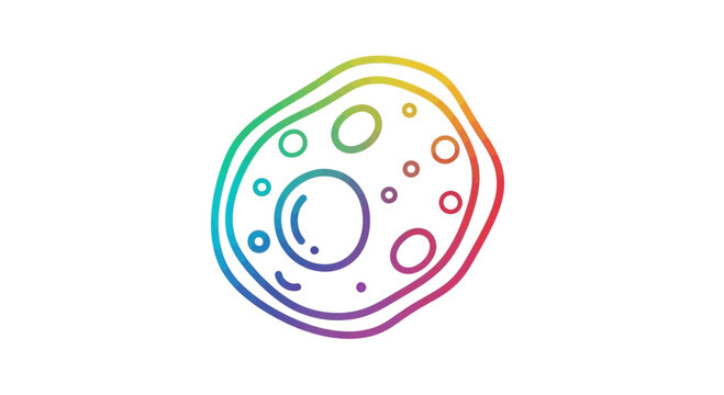 Rainbow amoeba cell illustration, single-celled organism, microscopic life, science icon