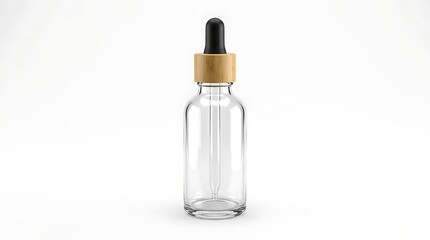 Naklejka premium Blank clear glass dropper bottle with bamboo cap mockup