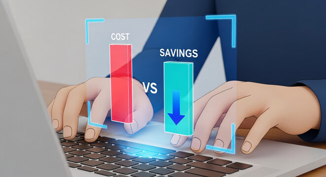 Graphique num&eacute;rique comparant co&ucirc;ts et &eacute;conomies