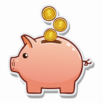 Piggy Bank with Coins