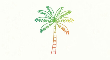 Fototapeta premium Vibrant Rasta Palm Tree Silhouette on White Textured Background