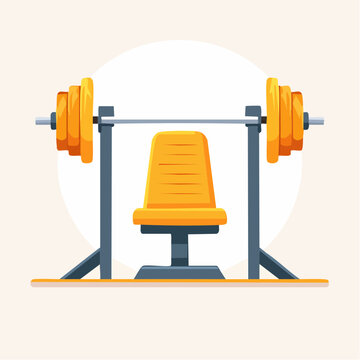 Weightlifting Bench and Barbell Illustration