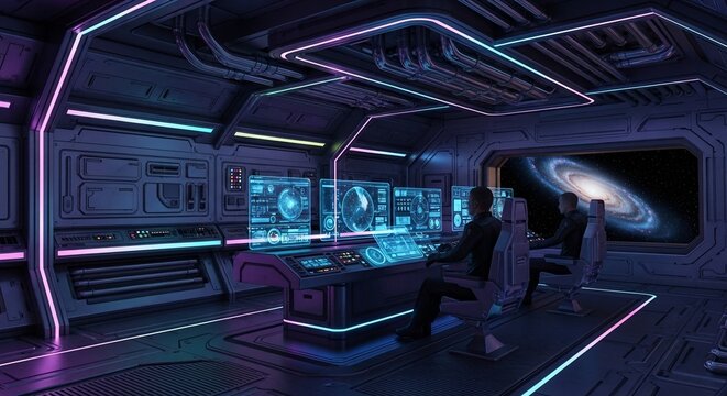 Science fiction interior space station