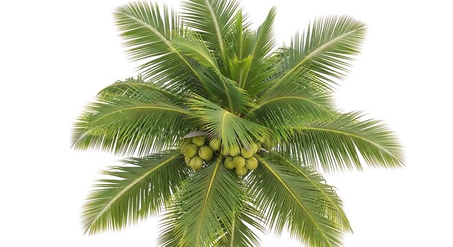 Coconut palm with fruit with transparent background