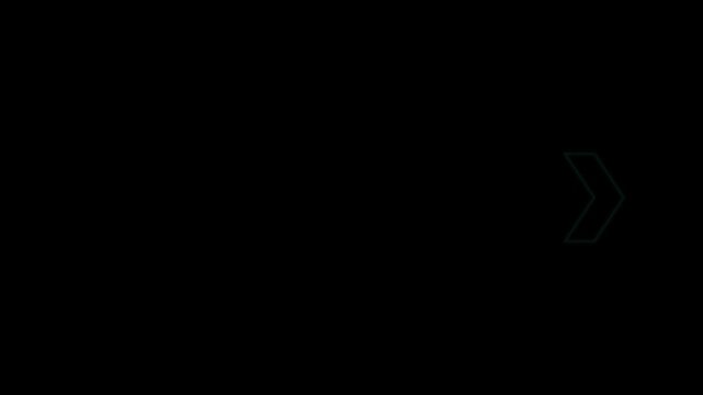 Futuristic neon cyan arrow loading animation on black background showing digital progress and movement.