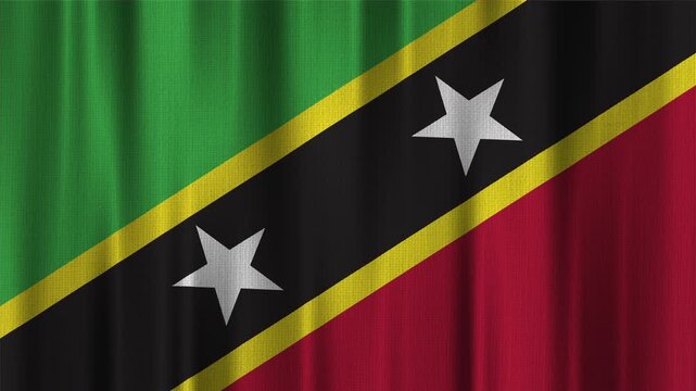 Saint Kitts Flag Animation With Fabric Texture