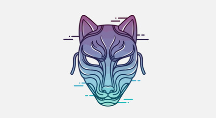 Obraz premium Mysterious Fox Mask with Gradient Colors, Japanese Kitsune Art Style
