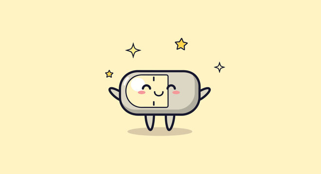 Cute Animated Marshmallow Character with Smile.