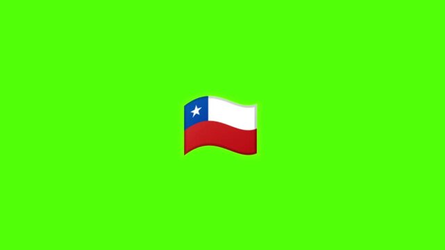 Chilean Flag Waving on Green Screen Background.