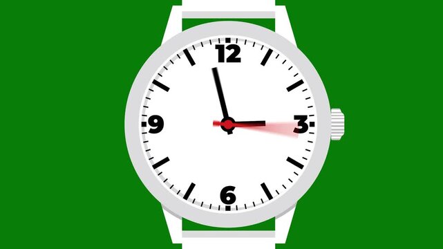 6 Hours Fast motion hand clock watch animation and green background design.