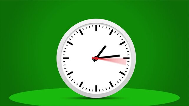 3 Hours Fast motion hand clock watch animation and green background design.