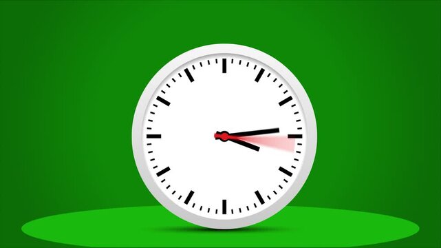 9 Hours Fast motion hand clock watch animation and green background design.