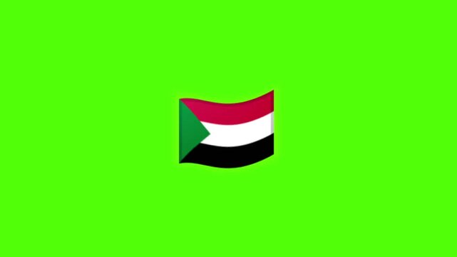 Sudan flag waving on green screen background animation.