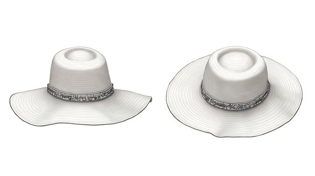 Wide Rim Straw Hat with Beaded Band
