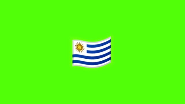 Uruguay Flag Waving Green Screen Background.