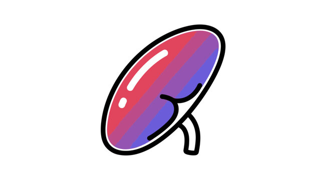 Abstract Kidney Shape with Bisexual Pride Colors and Outline