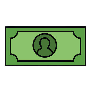 Green banknote icon with a user avatar symbol.