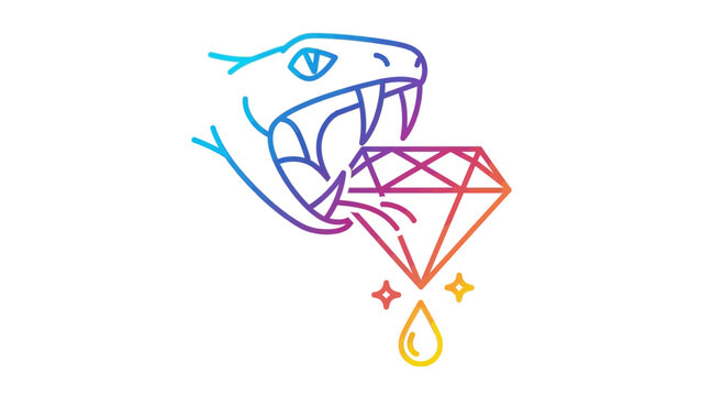 Vibrant Snake Biting a Sparkling Diamond with Droplets