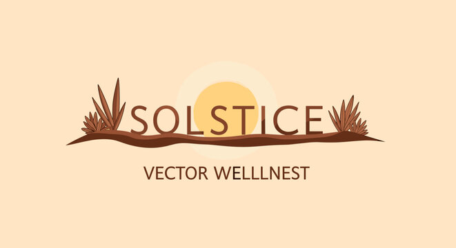 Solstice Vector Wellnest logo featuring a stylized sun and desert plants, set against a warm, gradient background.