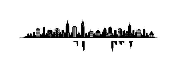 Obraz premium Bold Black and White City Skyline Vector Illustration