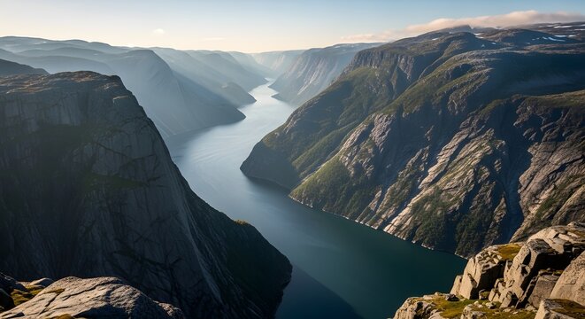 Stunning fjord view with mountains and deep valley