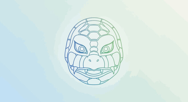 Mysterious Turtle Mask Emblem, Ancient Symbol, Tribal Art, Digital Illustration