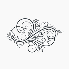 Fototapeta premium Elegant Swirls of Botanical Art: An enchanting monochrome illustration of intricate floral flourishes and swirling designs.
