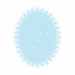 Naklejka premium Blue Oval Frame with White Dots and Scalloped Border