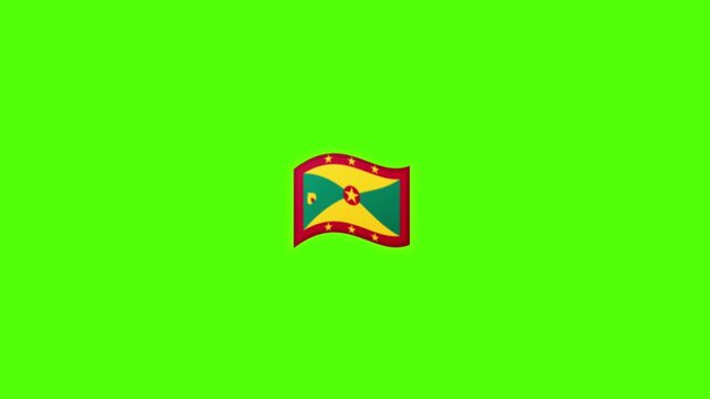 Grenada Flag Waving on Green Screen Background.