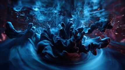 Obraz premium Deep Blue Ink Swirling in Water Creating Abstract Patterns and Textures