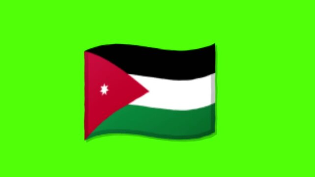 Jordanian Flag Waving Green Screen Background.