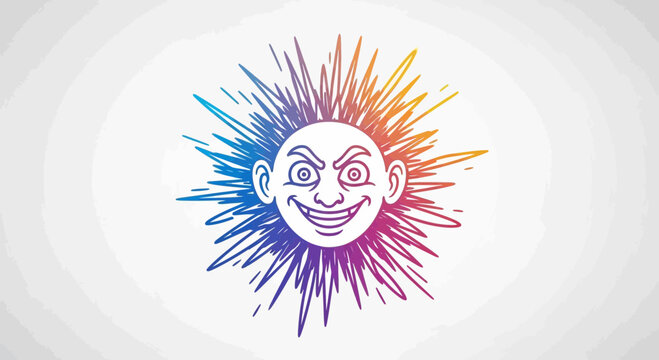 Grinning Face with Exploding Colorful Aura, Evil Smile, Abstract Background