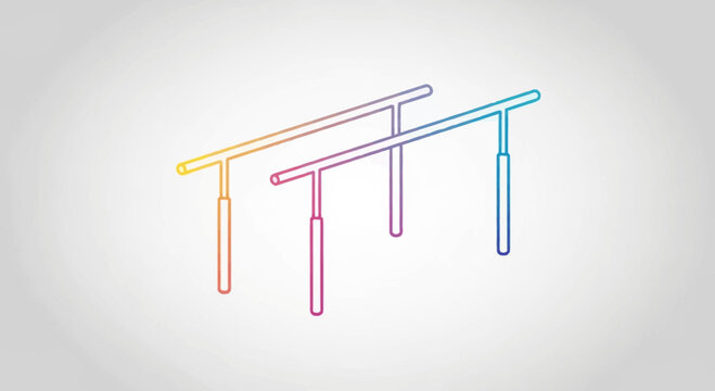 Gymnastics Parallel Bars Outline with Rainbow Gradient on White Background