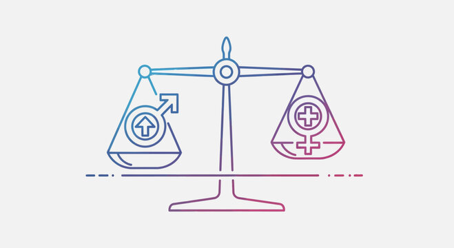 Gender equality scales, balance, fairness, justice, equal rights, diversity, inclusion, women, men