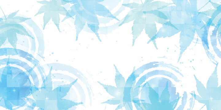 Blue Summer Maple Leaves Water Ripple Background Pattern